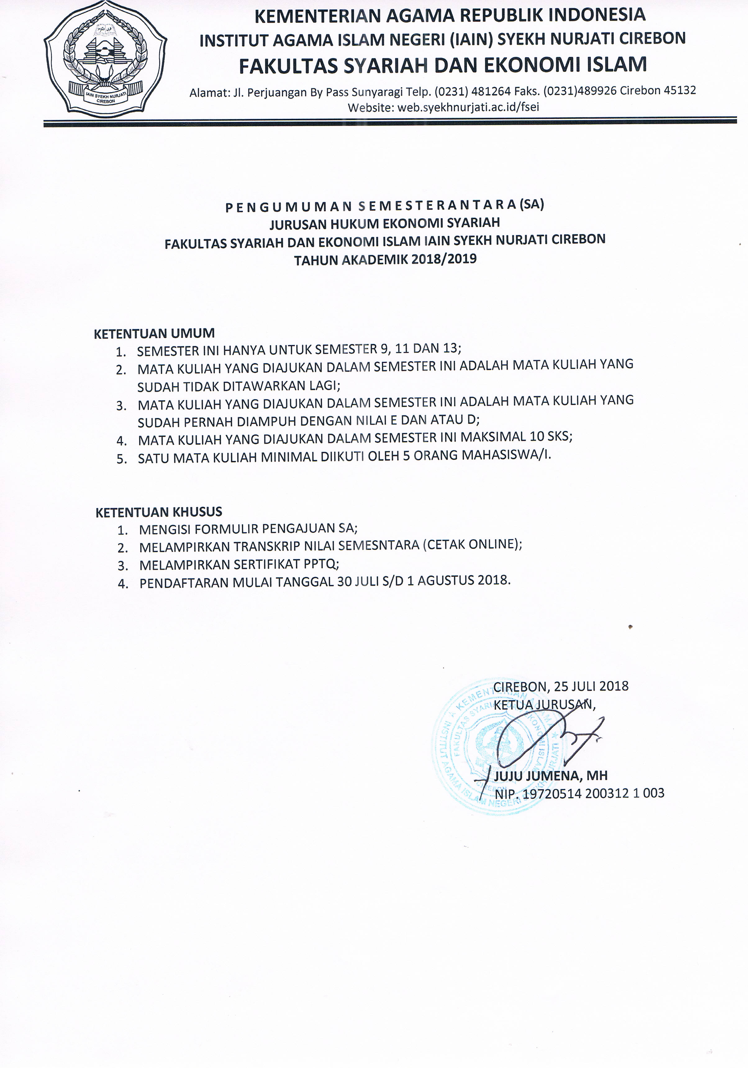 SEMESTER ANTARA 2018