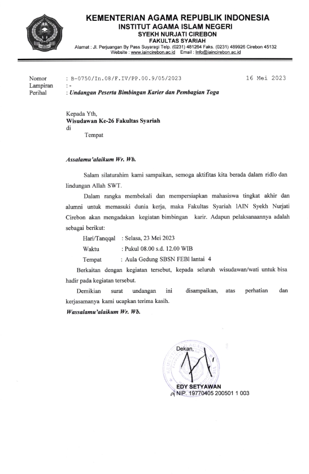 Undangan Bimbingan Karir Untuk Wisudawan dan Wisudawati Tahun 2023