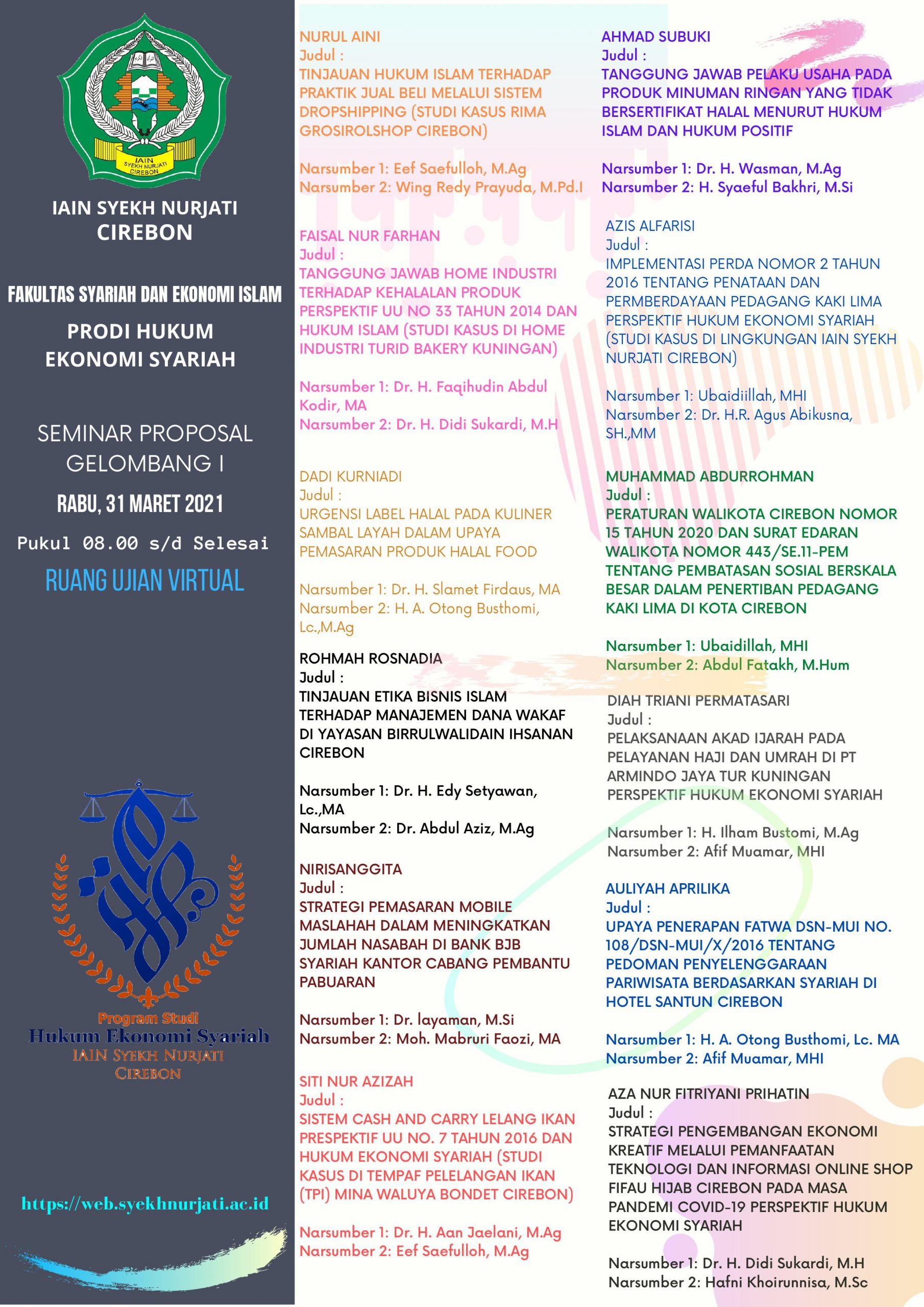 Jadwal Seminar Proposal Gelombang I