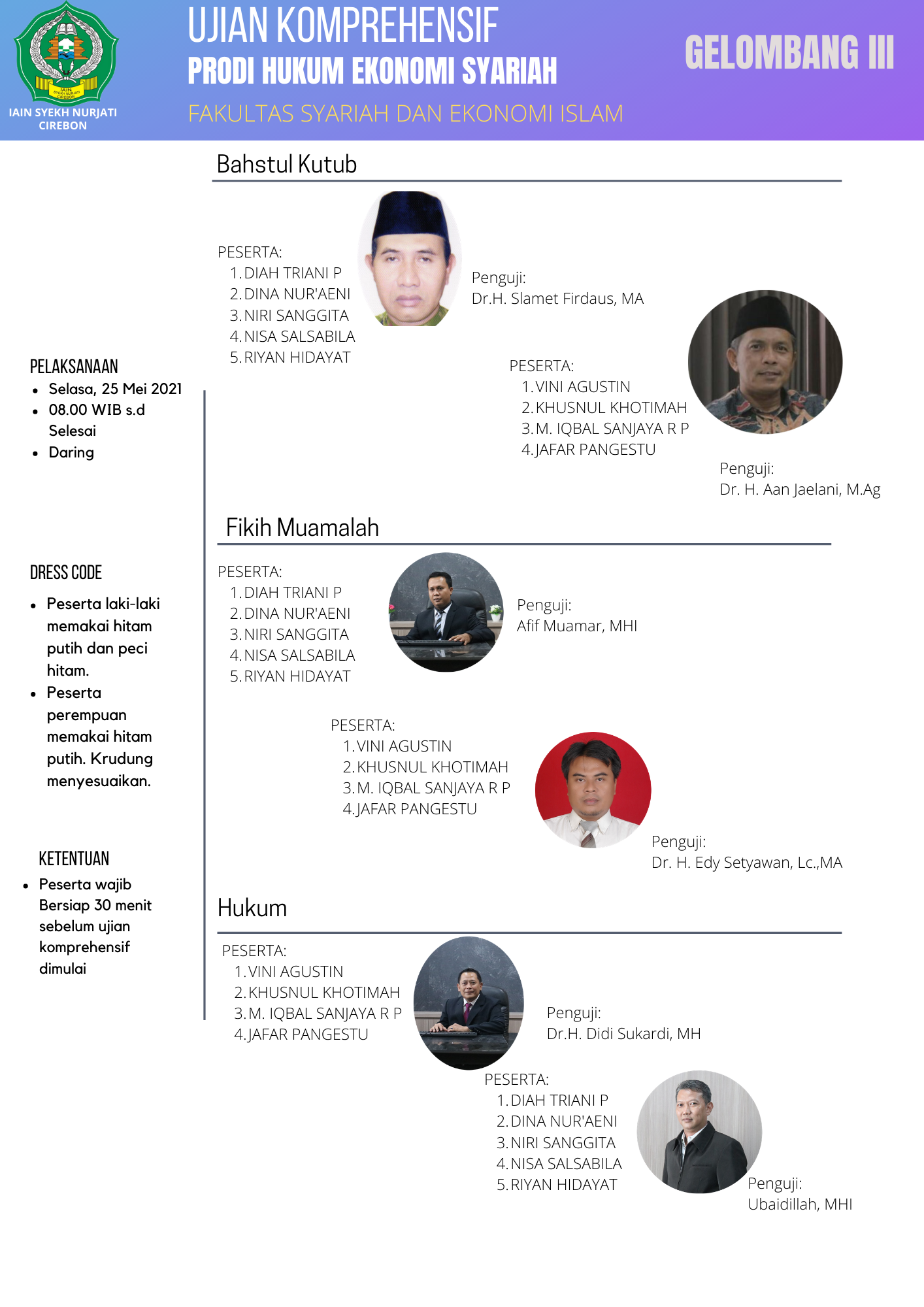 Jadwal Ujian Komprehensif Gelombang 3