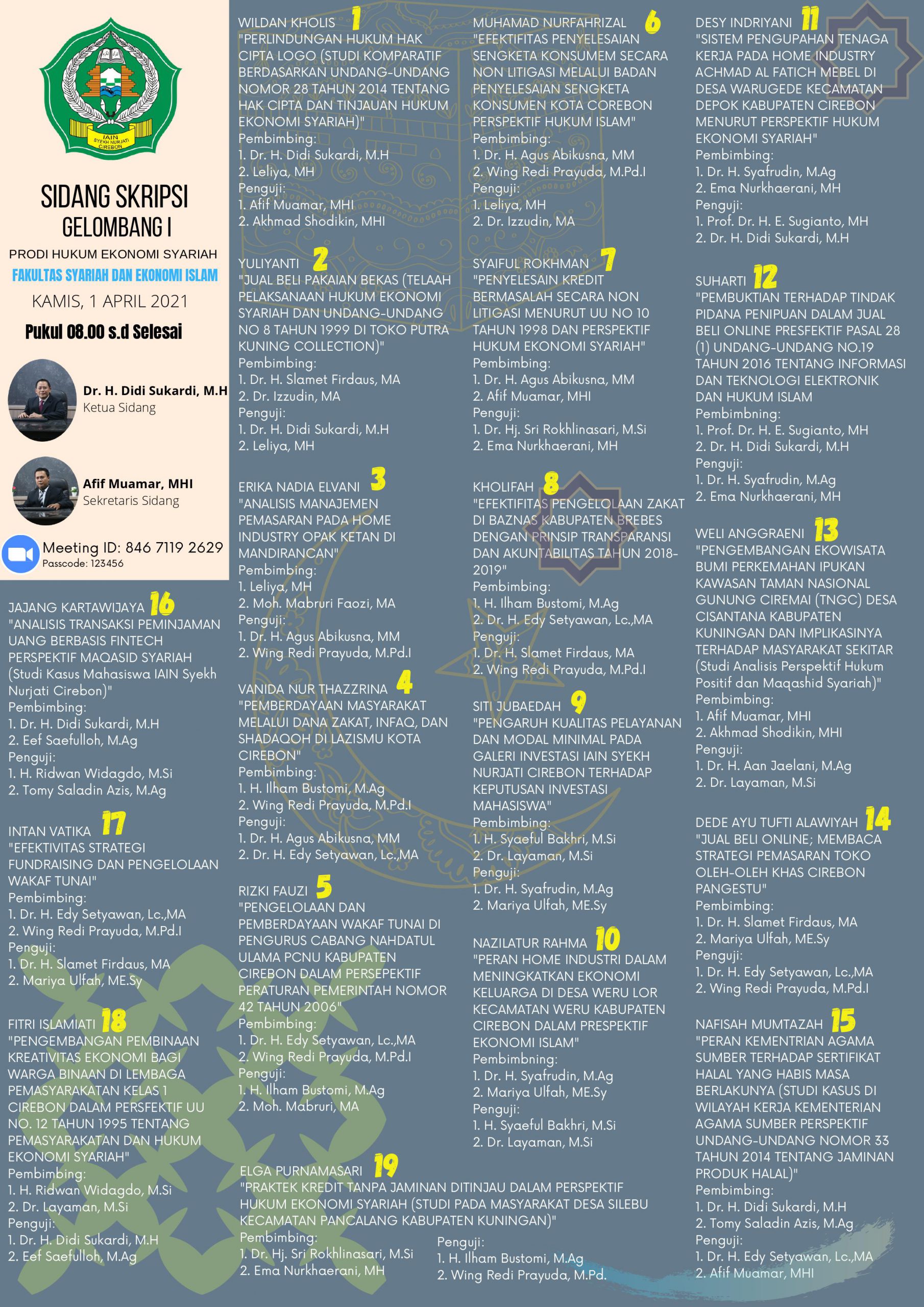Jadwal Sidang Skripsi Gelombang I