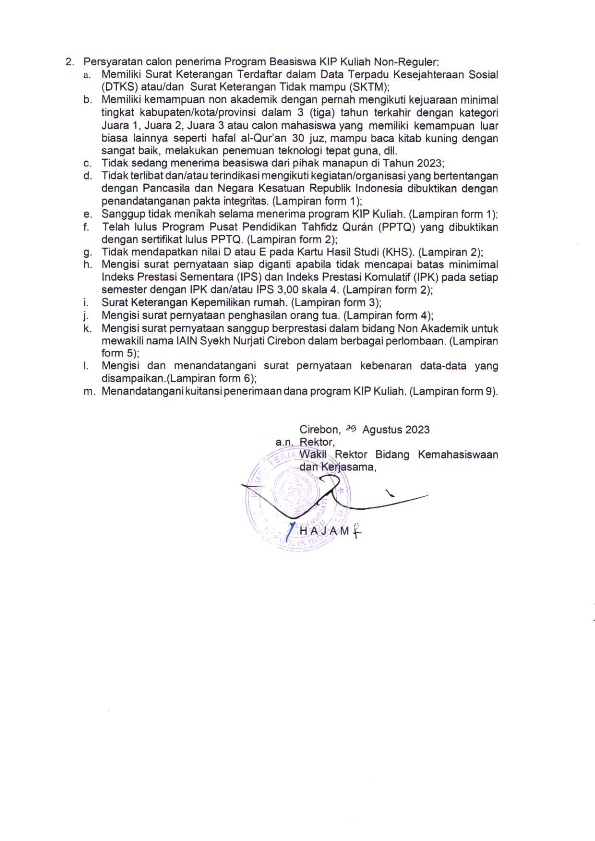 PERPANJANGAN PENDAFTARAN PROGRAM BEASISWA KIP KULIAH REPLACEMENT ON GOING 2020 (SEMESTER 7) TAHUN 2023