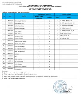 JADWAL UJIAN KOMPREHENSIF GEL. XIII  JURUSAN  HUKUM EKONOMI SYARIAH