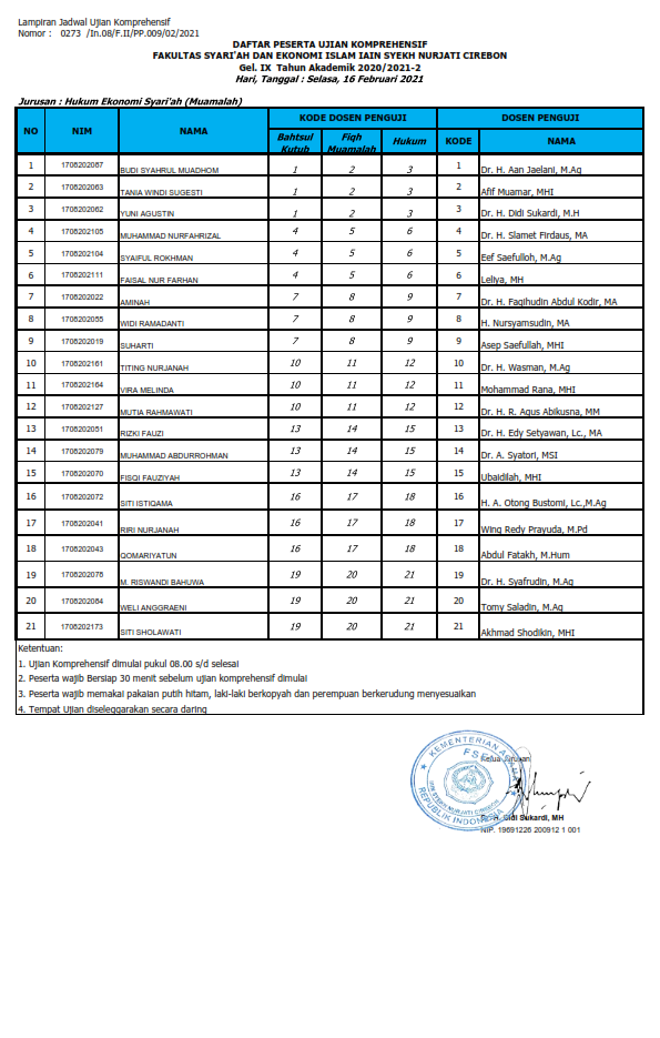 Jadwal Ujian Komprehensif Gelombang IX