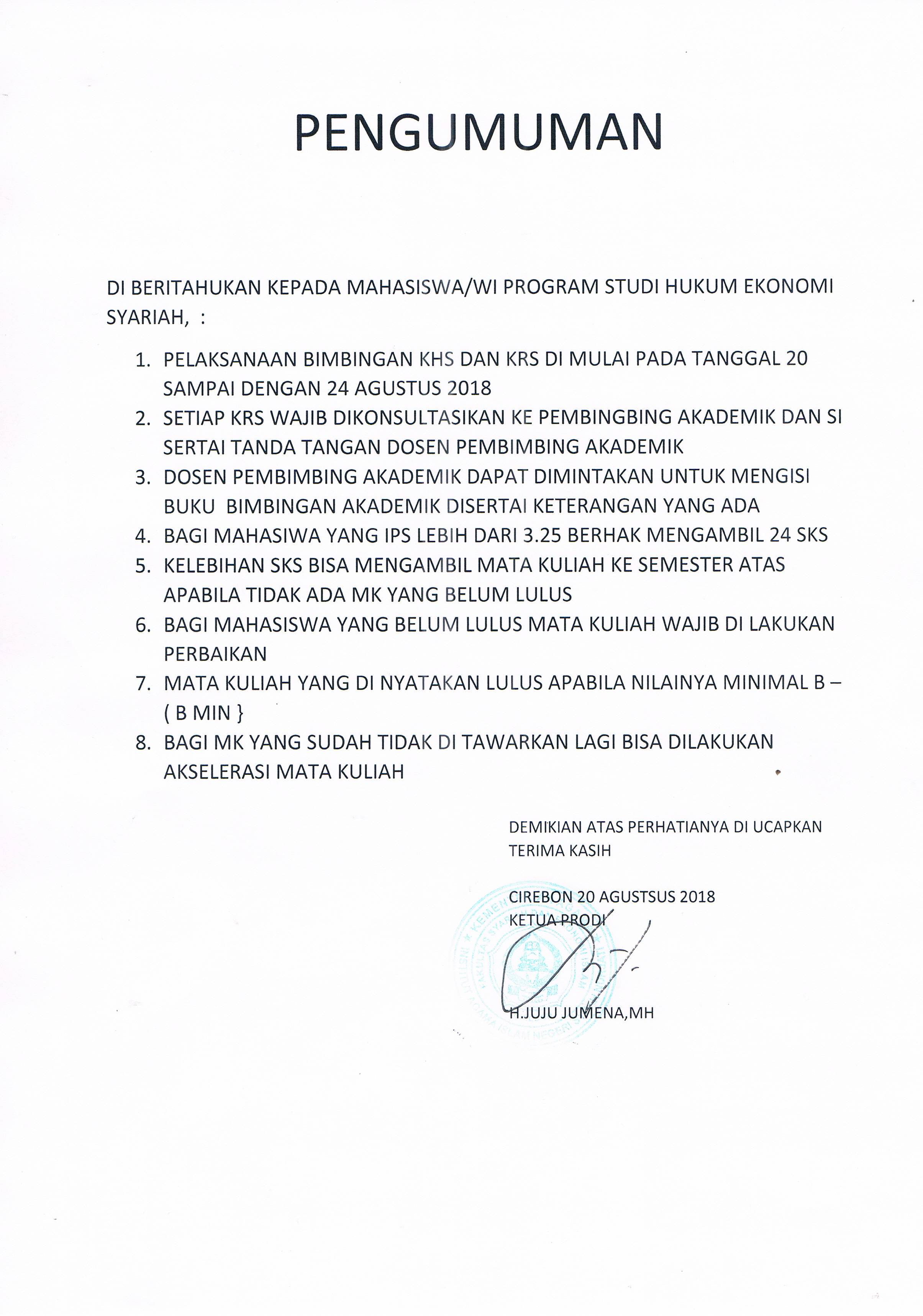 Pengisian KRS Semester Ganjil 2018/2019