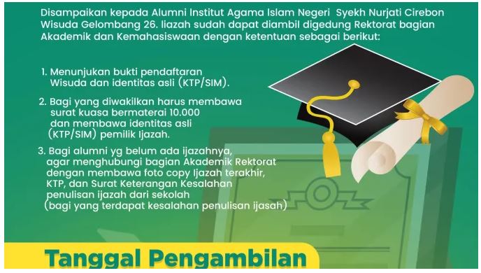 Pengumuman Pengambilan Ijazah Wisudawan/Wisudawati XXVI Tahun 2023