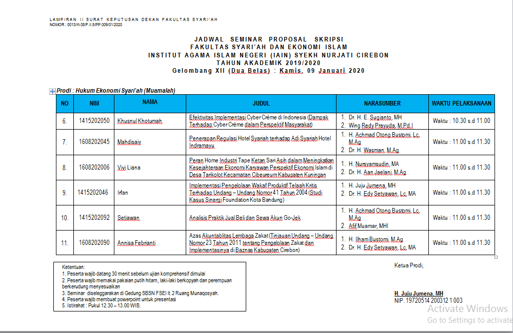 Jadwal Seminar Proposal Gelombang XII